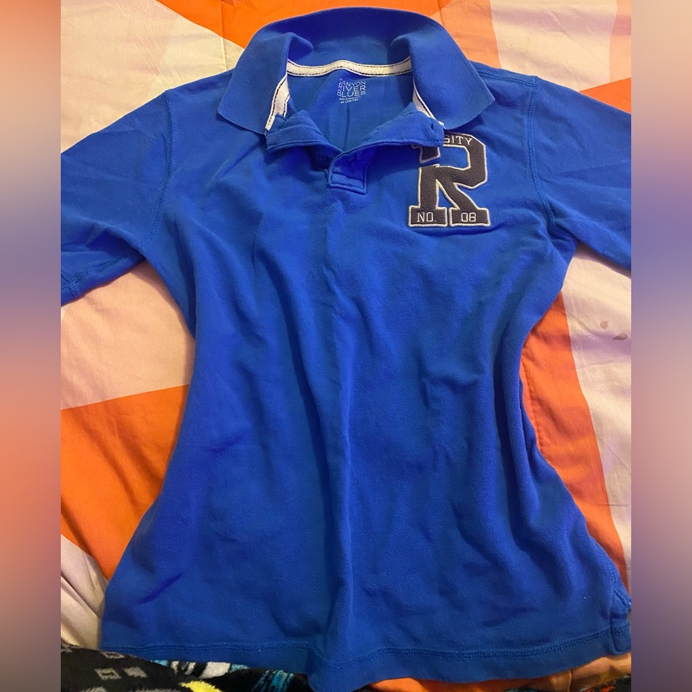 Varsity collared tshirt ~ dark blue